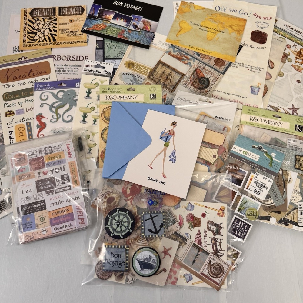 K&Company Studio112 plus Scrapbook Lot Nautical Beach Vacation Stickers New/Used